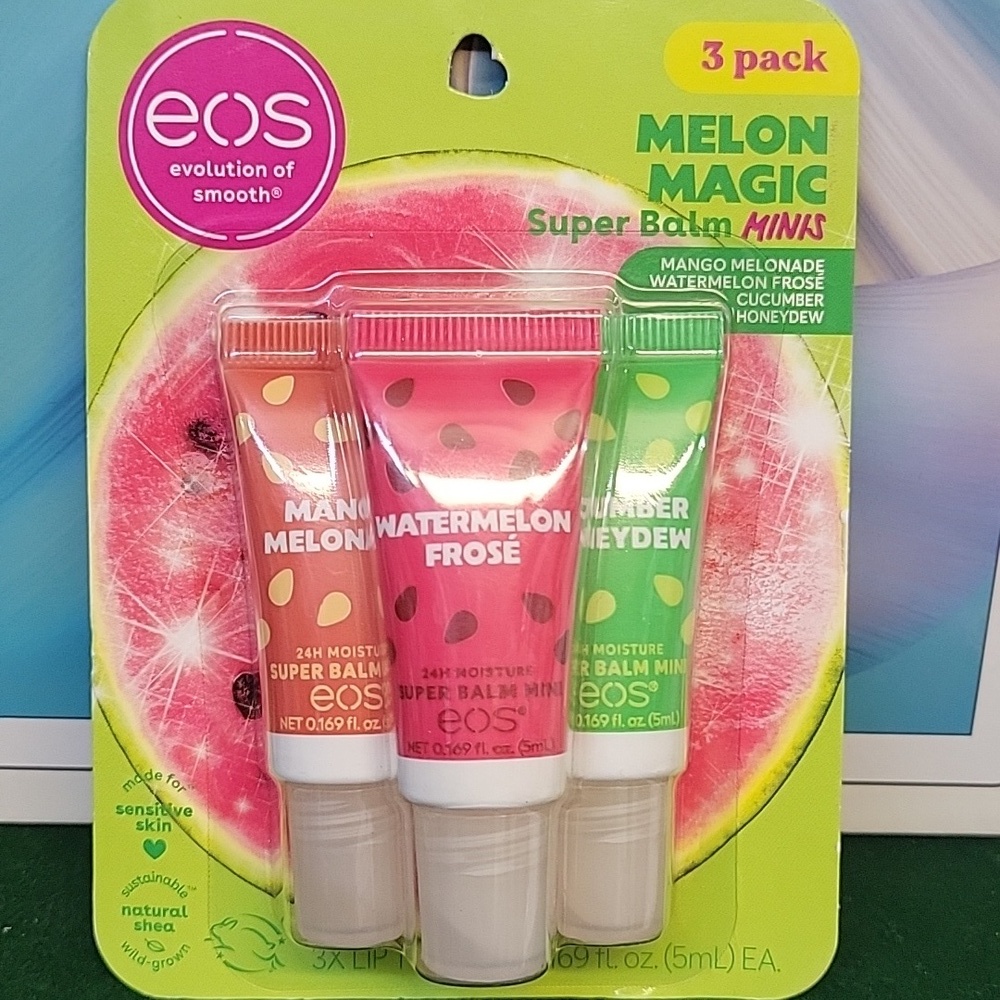 EOS Melon Magic  Super Balm Minis - 3 Pack New Sealed Package